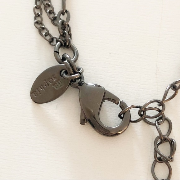 LIA SOPHIA Gun Metal Tone Chain Purple Jeweled Long Necklace - Picture 13 of 16